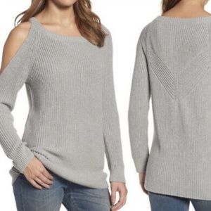 Treasure & Bond Gray Open Shoulder Knit Sweater